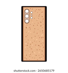 desenho animado caso de telefone de cortiça ecofriendly. sustentável durável, leve natural, elegante protetor eco amigável cortiça telefone caso sinal. isolado símbolo vetor ilustração