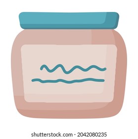 Eco-friendly cosmetics, body and face care, a jar of cosmetics. Organic cosmetic packaging-a bottle. Women's things, the concept of accessories for eco-girls. Vector illustration