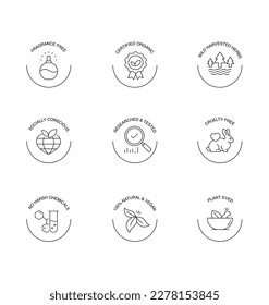 Eco-Friendly Cosmetics Icon Set. Vector Editable stroke icons.