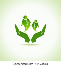 eco-friendly couple under hand concept vector