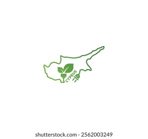Eco-friendly Cyprus map symbolizing renewable energy and sustainability for green projects and initiatives.