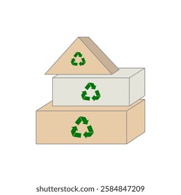 Eco-friendly disposable paper packaging preserve protect environment. Zero waste and recycling concept, vector