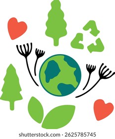 Eco-Friendly Earth Day Icons: Nature, Recycling, and Love for the Planet