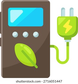 Medidor eléctrico respetuoso del medio ambiente e ilustración del enchufe