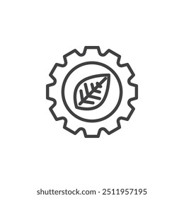 Icono de línea de electrónica ecológica. signo de estilo lineal para concepto móvil y Diseño web. Engranaje con un ícono de Vector de contorno de hoja. Símbolo, ilustración del logotipo. Gráficos de Vector