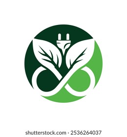 Eco-Friendly Energy Concept with Leaf and Plug Icon