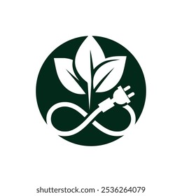 Eco-Friendly Energy Concept With Leaf and Plug Logo