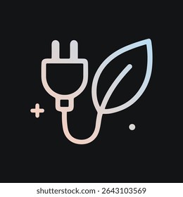 Ecofriendly energy concept plug and leaf. Icon symbol illustration