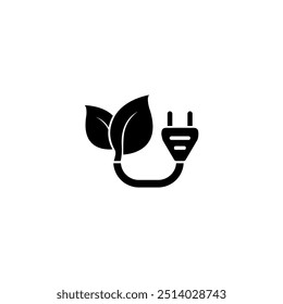 Eco-friendly energy icon featuring a leaf and plug, symbolizing sustainable power and environmental conservation.