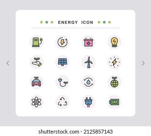 Eco-friendly energy icon. Vector icon set.
