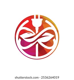 Eco-Friendly Energy Logo with Leaf and Plug Design