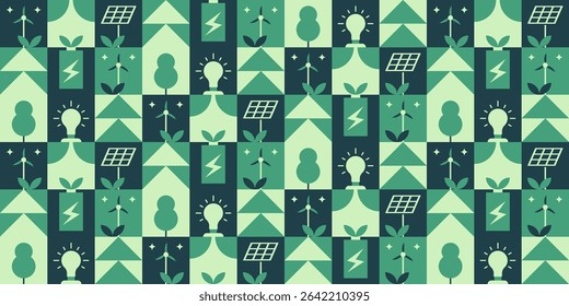Eco-friendly energy sources seamless pattern.