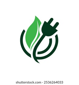 Eco-Friendly Energy Symbol with Leaf and Power Plug