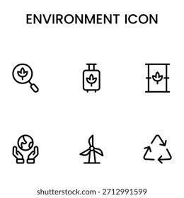 Umweltfreundliches Umwelt-Icon-Set mit Natursymbolen, Nachhaltigkeitselementen, Recycling, grüner Energie und Klimagrafiken, perfekt für Branding und digitales Design.