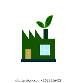eco-friendly factory icon, simple flat style, vector illustration, symbol, pictogram design logo template, for ui or ux isolated on white for mobile app, editable