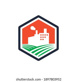 eco-friendly factory logo with landscape theme