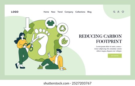 Eco-friendly Fashion concept. Illustration of individuals engaging in sustainable practices to reduce carbon footprint. Green lifestyle awareness. Vector illustration.