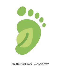 Eco-Friendly Footprint with Green Leaf Symbol