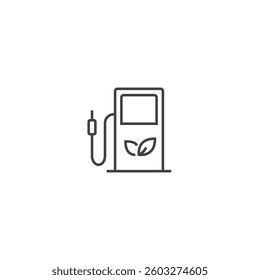 Eco-friendly fuel pump icon with leaf design in line art vector.
