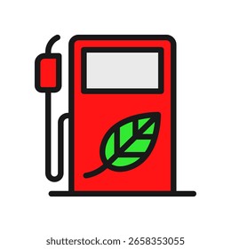 Umweltfreundliche Gaspumpe Vektor mit grünem Blatt Design für Nachhaltigkeit