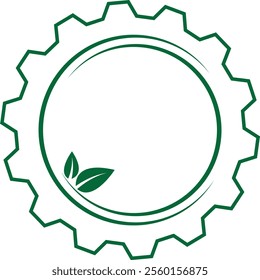 Eco-Friendly Gear Symbol with Leaf Design