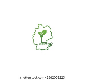 Eco-friendly Germany map symbolizing renewable energy and sustainability for green projects and initiatives.
