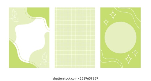 Eco-Friendly Green Background Set for Posters with Blank Space