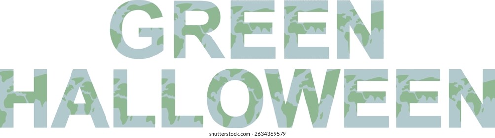 Eco-Friendly "Green Halloween" Text Typography isolated on transparent background. Sustainable holiday marketing and environmental events. Sustainable halloween. Vector illustration