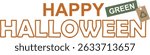 Eco-Friendly Green Halloween Typography with Recycling Tag isolated on transparent background. sustainable Halloween text design. environmentally conscious holiday celebrations. Vector illustration