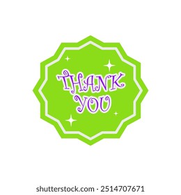 Eco-friendly green label , business sale icon, and vector Thankyou sticker design isolated on white background