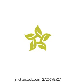 Eco-friendly green leaf star logo design template