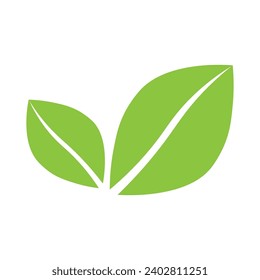 Símbolo de icono de ilustración ecológica de hoja verde aislado en un fondo blanco. Concepto ambiental, elemento de diseño ecológico. Icono de hoja ecológica o producto orgánico. Comida vegana y vegetariana.