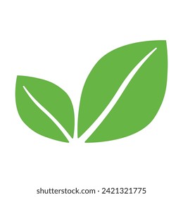 Eco-friendly green leaf vector illustration icon symbol isolated on a white background. Enviroment concept, ecology design element. Eco leaf or organic product icon. Vegan and vegetarian food.