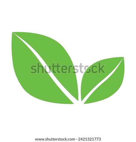 Eco-friendly green leaf vector illustration icon symbol isolated on a white background. Enviroment concept, ecology design element. Eco leaf or organic product icon. Vegan and vegetarian food.