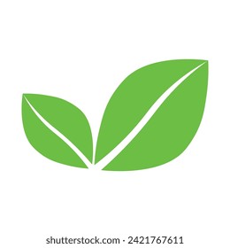 Eco-friendly green leaves vector illustration icon symbol isolated on a white background. Environment concept, ecology design element. Eco leaf or organic product icon. Vegan and vegetarian food.