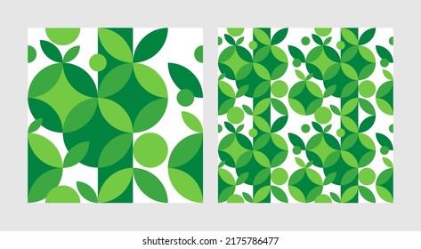 Eco-friendly green pattern with geometric circles and segments