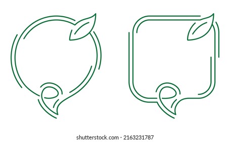 Eco-friendly green and thin line badges for Zero waste, natural, organic products decoration. Vector stickers design