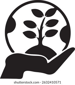  Eco-Friendly Hand with Growing Plant Silhouette