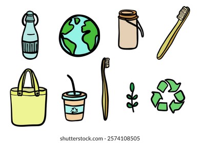 Eco-friendly hand-drawn elements set. Good for any project. 