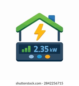 Eco-friendly home with solar panel system showing 2.35 kilowatt energy output