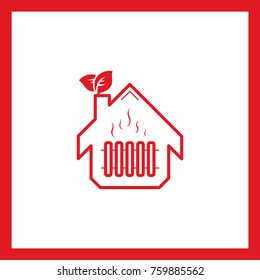 eco-friendly house heating line vector icon