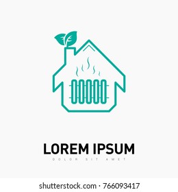 eco-friendly house heating line vector icon