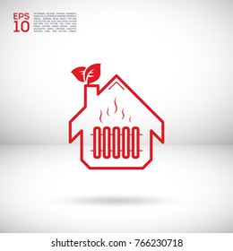 eco-friendly house heating line vector icon