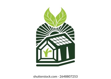 Eco-friendly house icon with letter R logo design