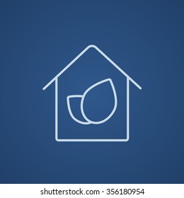 Icono de línea de vivienda ecológica para web, móviles e infografías. Icono azul claro del vector aislado en fondo azul.