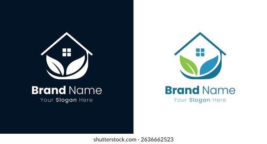 Eco-Friendly House Logo Design for Real Estate Sustainable Living and Property Development