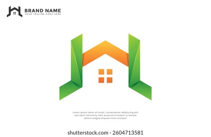 Eco-friendly house logo, symbolizing sustainable living and green construction. Perfect for real estate, eco-homes, eco-friendly housing, property agencies, and renewable energy brands