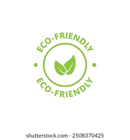 Eco-friendly icon. Eco-friendly circle badge, label, sticker or stamp. Natural and organic food. Eco-friendly packaging. Vector