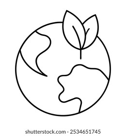 Un ícono ecológico de la tierra con hojas. Ilustración vectorial
