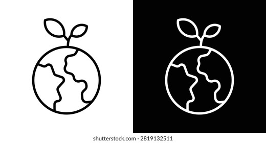 Eco-friendly icon linear graphics set.